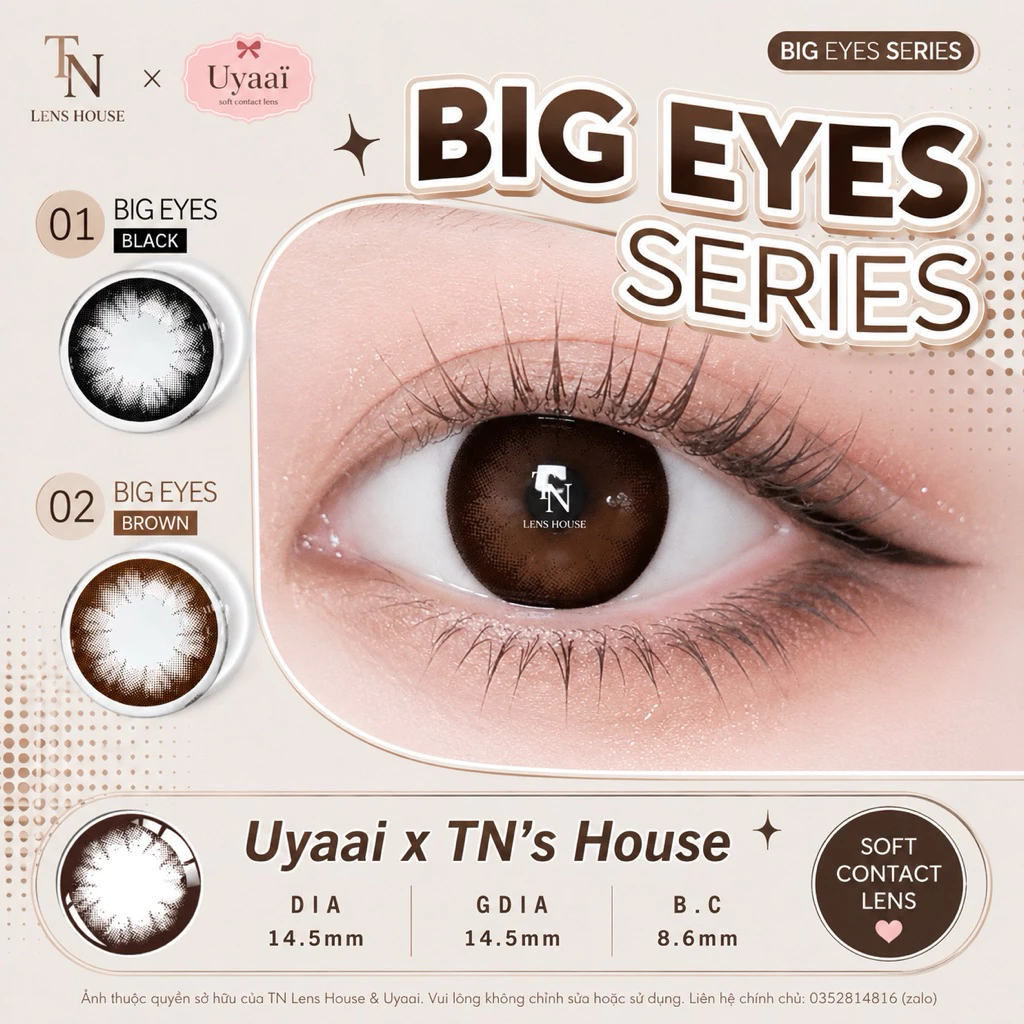 BST Big Eyes Series Black - Brown 14.5mm lens ̉ tháng UYAAI/Fresh Lady
