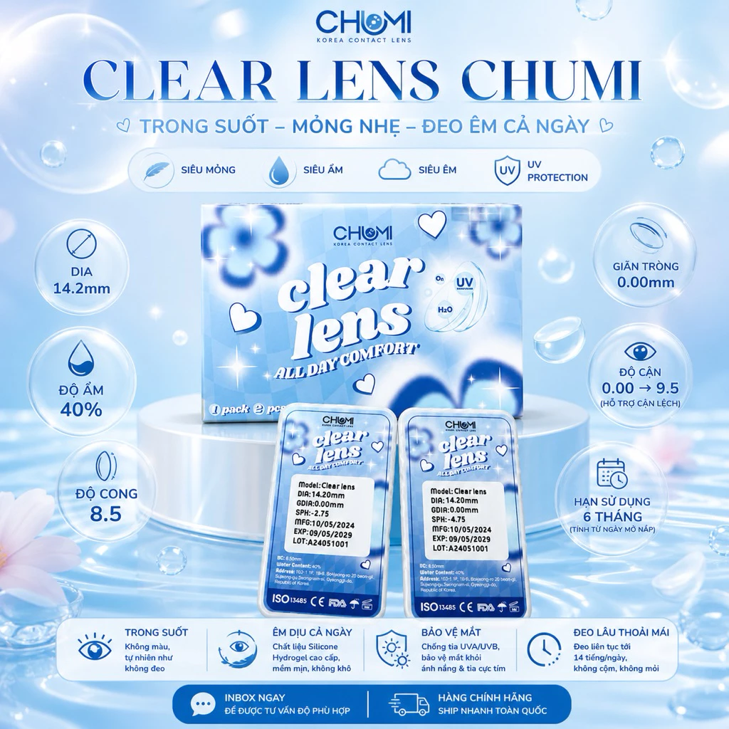 Lens trong suốt mắt thở cho mắt thở 14h Chumi